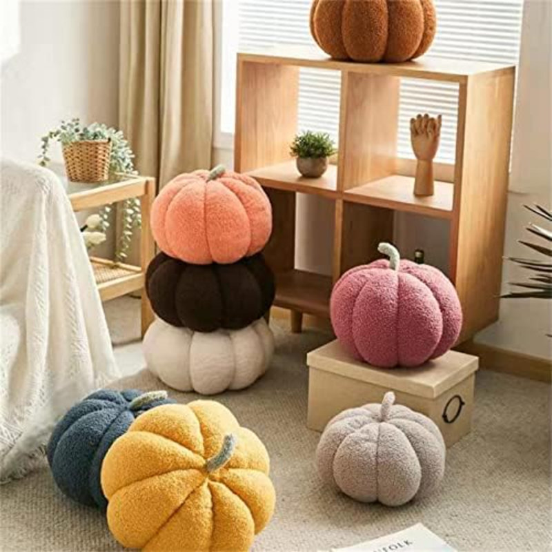 Coussin de citrouille, coussin de coussin en forme de citrouille, coussin de plancher en peluche de citrouille, coussin de décoration de citrouille, coussin de coussin de citrouille d'Halloween pour les décorations de fête d'Halloween (13 po, rose B)