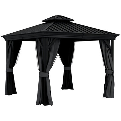 Pavillon de jardin à toit rigide 10 pi x 12 pi, gris foncé