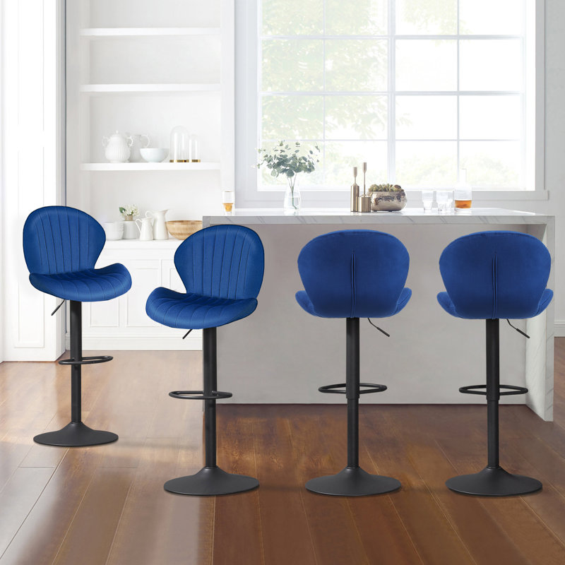 Tabouret de bar Lucah, 4, Bleu marine