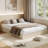 Twin XL Wood Platform Bed Frame, Fluted Wood Design, Solid Support Slats, Noise-Free, No Box Spring, Oak-262682684-262682686