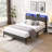 Mesum Fabric Upholstered Frame with LED Lights-1504691943