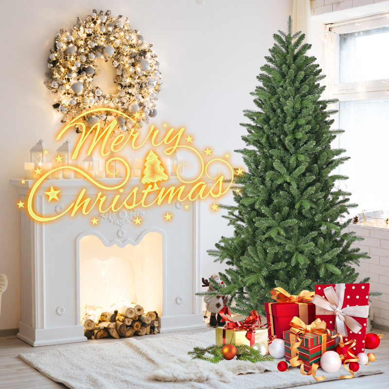 Arbre de Noël artificiel avec embouts de branches mixtes en PE et PVC, H 7,5 pi