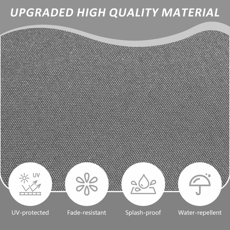 Coussin de chaise longue d'extérieur, Polyester gris, 1