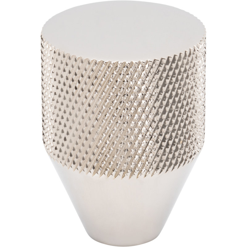 Beliza 1" Diameter Conical Knurled Knob, Polished Nickel