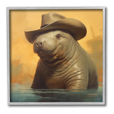 "Cadre de natation simple avec chapeau" par RB sur toile