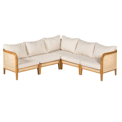 Outdoor 5 Seater V-Shaped Acacia Wood Sofa