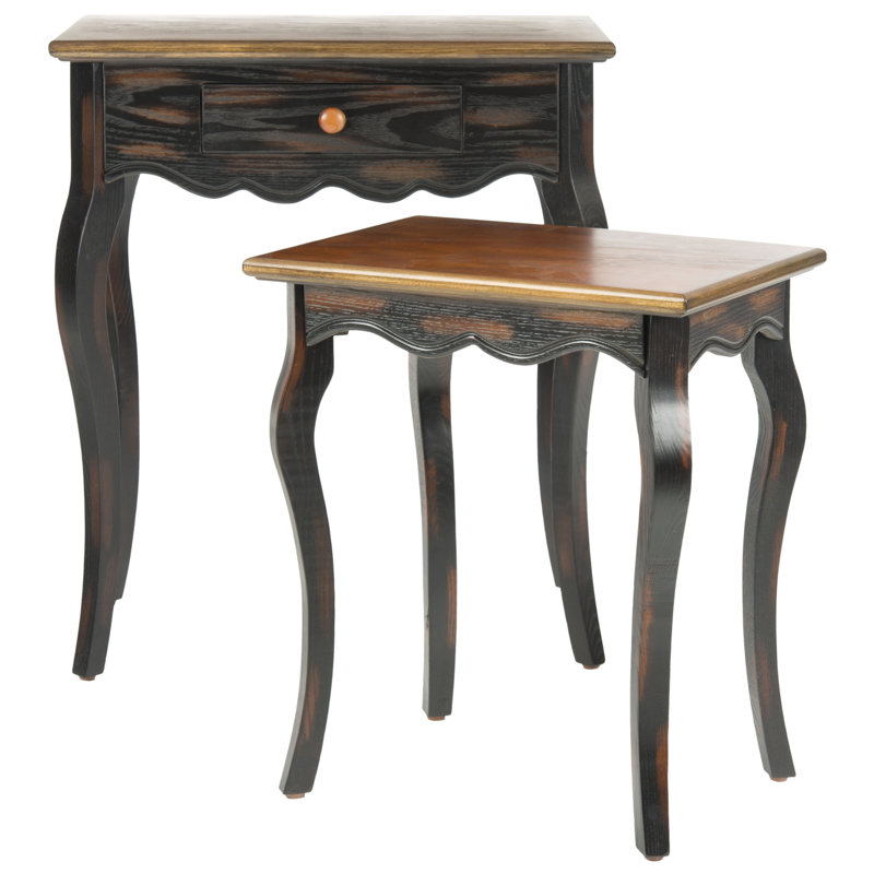 Solid Wood Top Nesting Tables with Storage