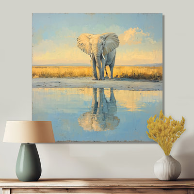 Halpin éléphant au bord de l'eau d'Afrique III - éléphant, art mural