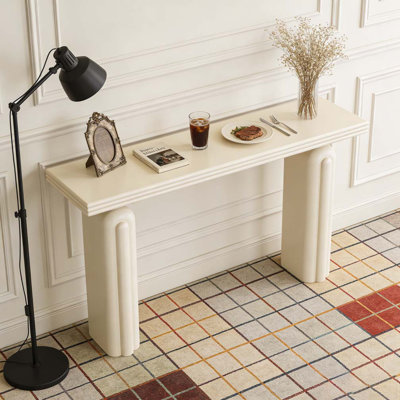 Console élégante et luxueuse en placage d'acacia