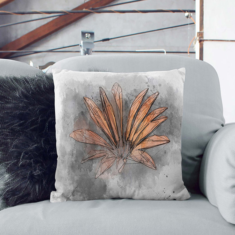 Floral Square Throw Cushion, 55cm H x 55cm W x 20cm D, White
