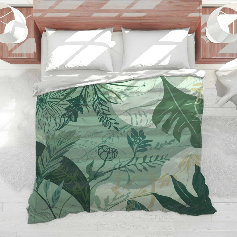 Édredon Tropical Leaf Illustration, Lit simple