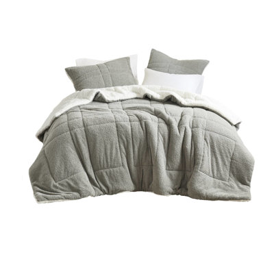 Grey Full/queen Comforter Ensemble - Faux Cover Reverse 100% Create A Serene Bedroom Size Front With Back 2 Matching Shams Soft And
