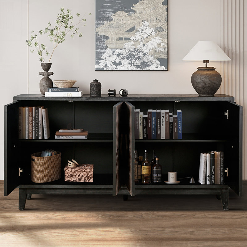 Armoire de rangement en bois Rebecka, Noir