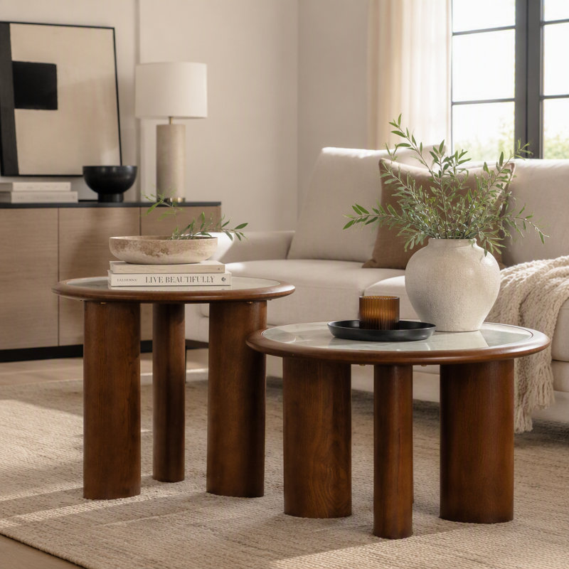 19.49" White Stone Coffee Table