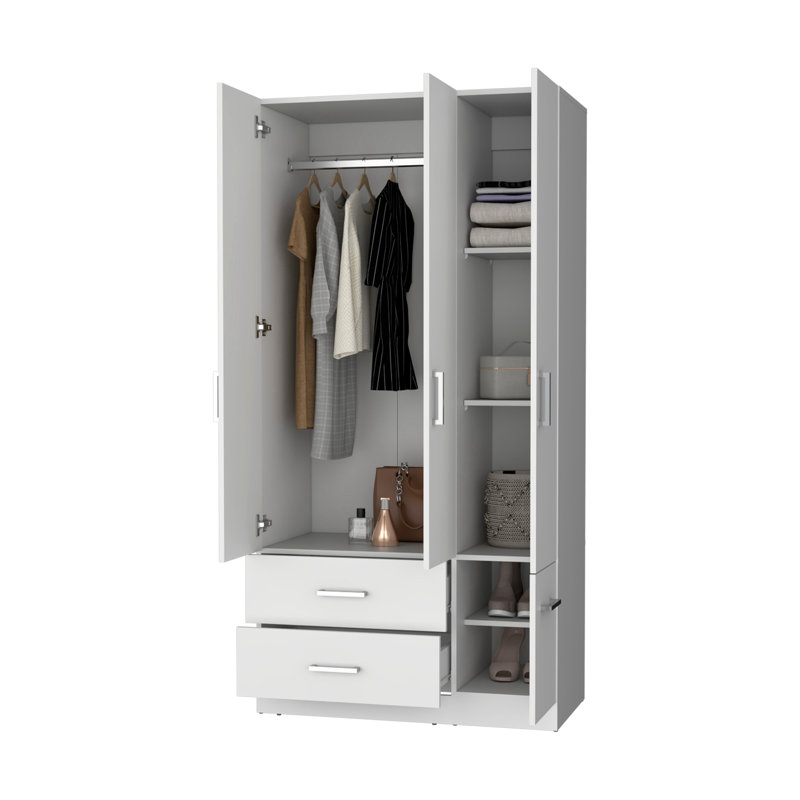 Armoire 4 portes 2 tiroirs, Blanc