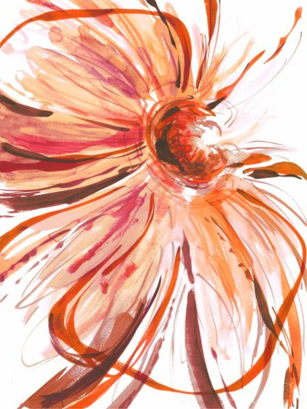 «Full Blossom III» par Sara Brown - Peinture, Couche de verre, H 32 po x l 24 po x 1,5 po