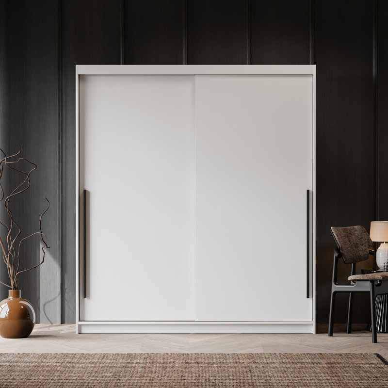 Manufactured Wood Wardrobe, 205cm H x 180cm W x 60cm D, White