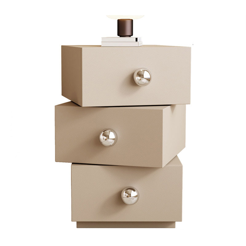 Table de chevet pivotante à trois tiroirs superposés, style crème, avec fonction de rangement rotative (21,65 po H x 9,84 po L).