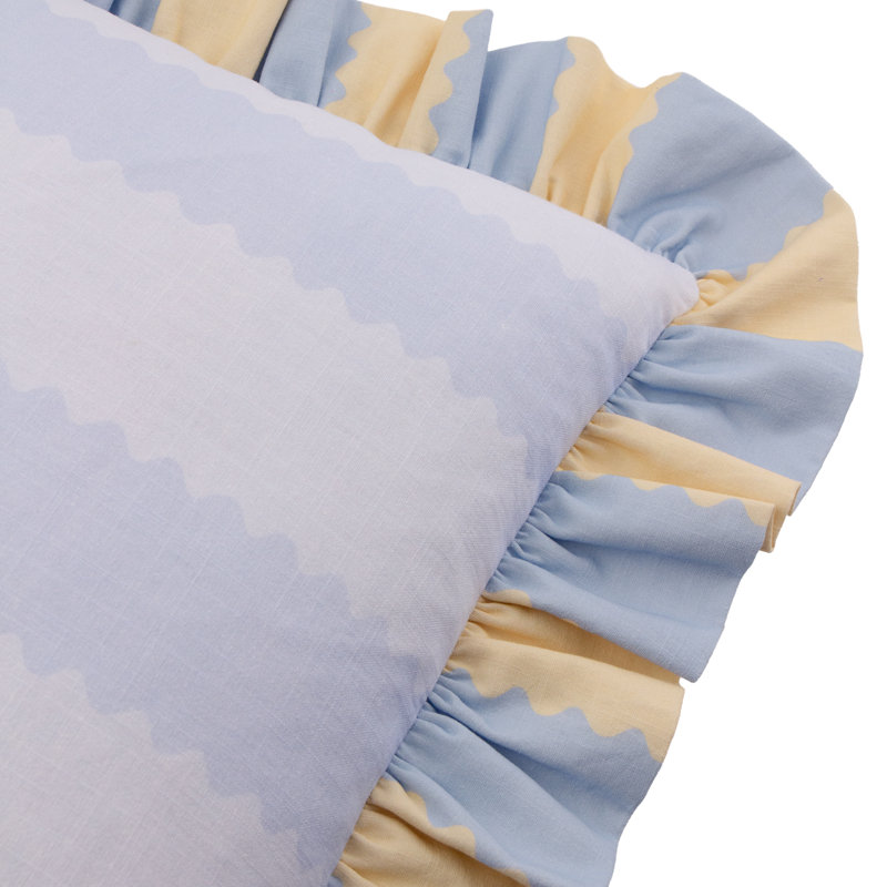 Striped Square Cushion Cover, Blue/Yellow