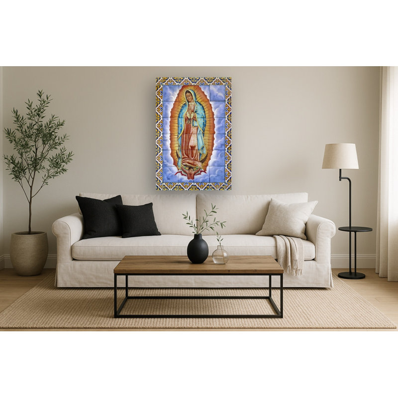 Art mural en verre trempé sans cadre Virigin Mary - 40 po x 60 po
