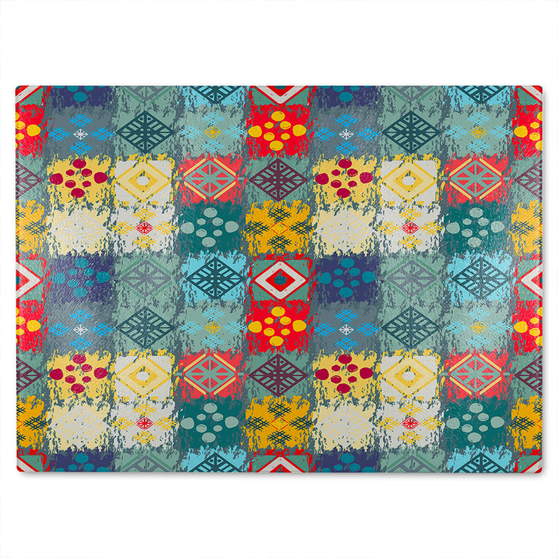 Tribal Art Boho Glass Chopping Board