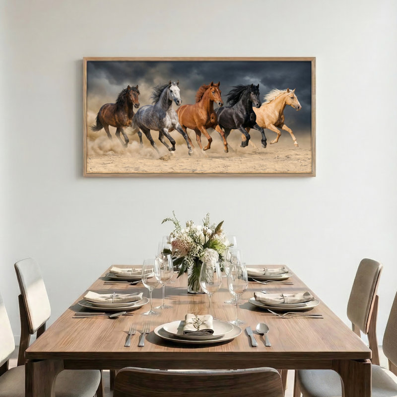 «Courir les chevaux», reproduction d'art sur toile encadrée de 1 x 58 x 28 po, 58 po x 28 po