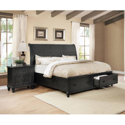 Ensemble de chambre à coucher 2 pièces avec tiroirs de rangement Sleigh