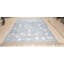 Tapis bleu moderne en laine noué à la main à texture de denim délavé et tribal-124205891