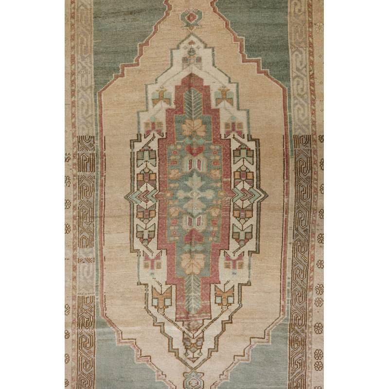 Vintage Turkish Tashpinar Wool On Wool 5Ft1inx10ft7in Beige