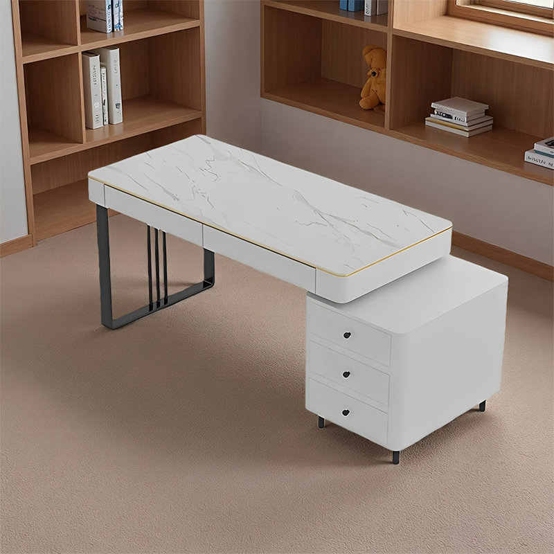 Bureau haut de gamme élégant et luxueux, H 29,52 po x l 55,11 po x P 23,62 po, Blanc, Noir