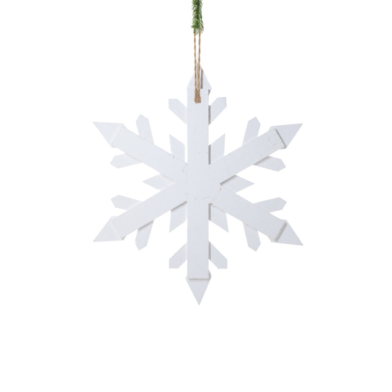 Grand flocon de neige suspendu en bois blanc