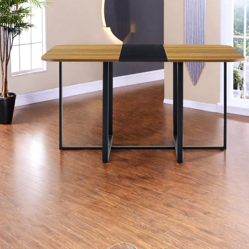 Table de salle à manger industrielle moderne, structure métallique en MDF, utilisation polyvalente à la maison
