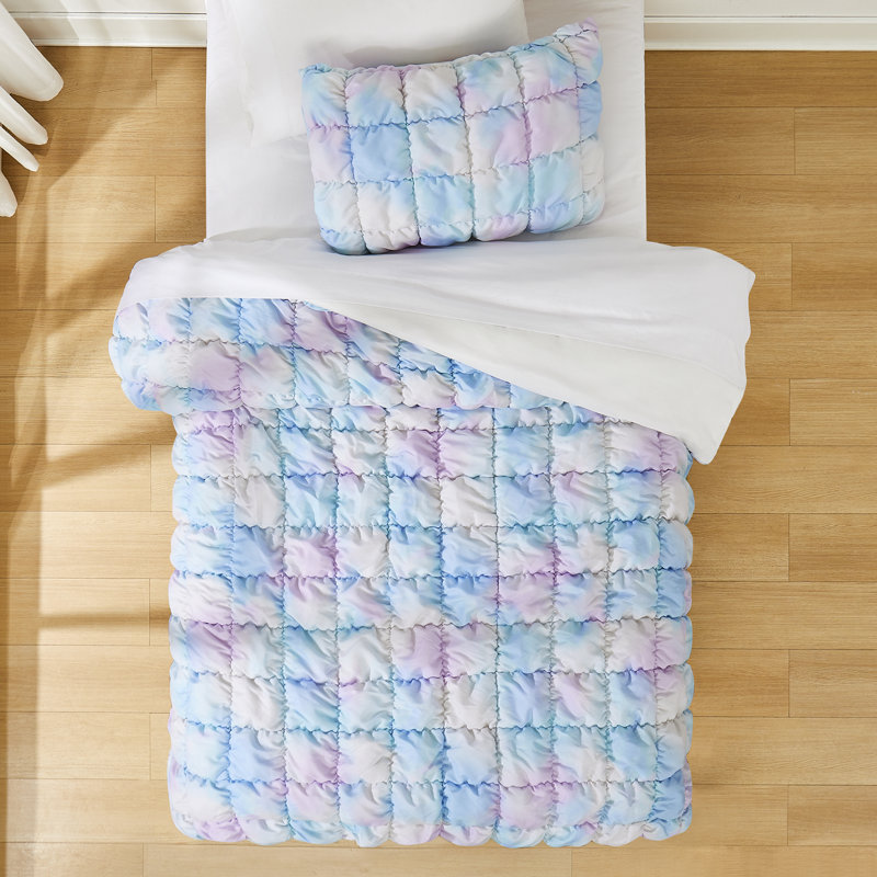Puff Comforter Set, Twin XL Comforter + 1 Standard Sham, Rainbow