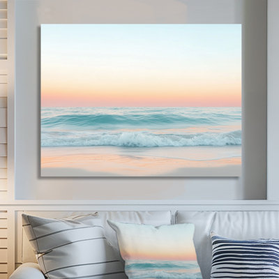 Soft Coastal Sunset I - Blue Horizon Metal Wall Art Print, Coastal Sunset Metal Print