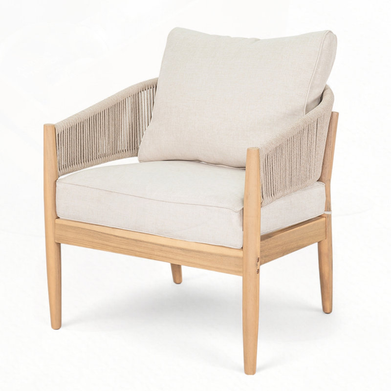 Fauteuil club d'extérieur en bois d'acacia, Marron clair
