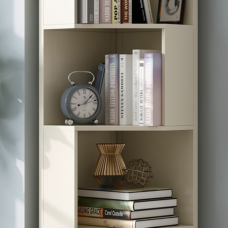 Solid Wood Corner Bookcase, White, (5 Shelves) 182.1cm H x 44.5cm W x 44.5cm D