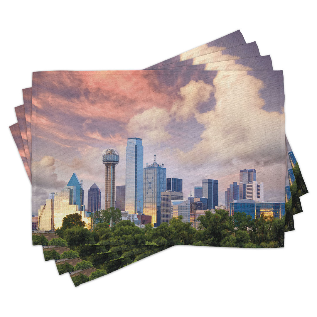 Platzdeckchen 4er-Set, Skyline von Dallas, Multicolor