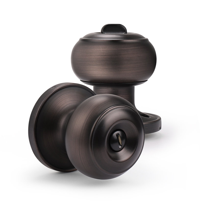 Door Knobs with Round Rosette, Keyless Lock, Oil Rubbed Bronze, Privacy (Bed & Bath)