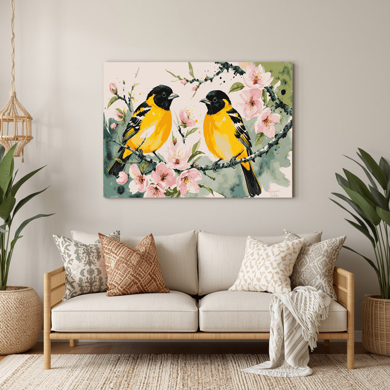 Oiseaux, art mural en métal beige, H 132 po x l 168 po x P 0,05 po