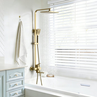 46"H 3-Function Stainless Steel Wall-Mounted Shower System