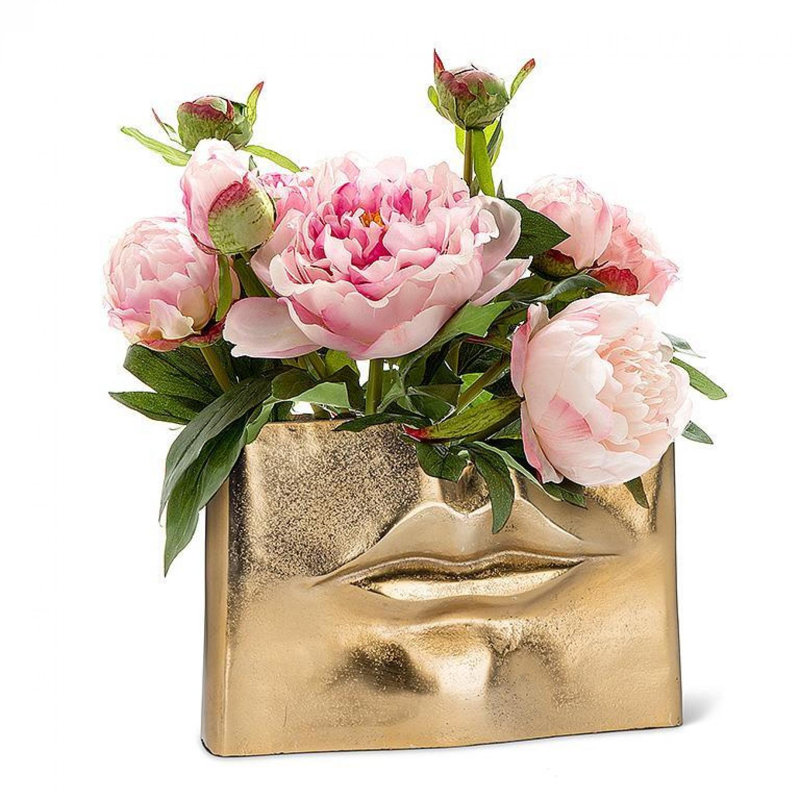Vase doré à lèvres rectangulaires, H 3 po x l 8 po x P 6 po