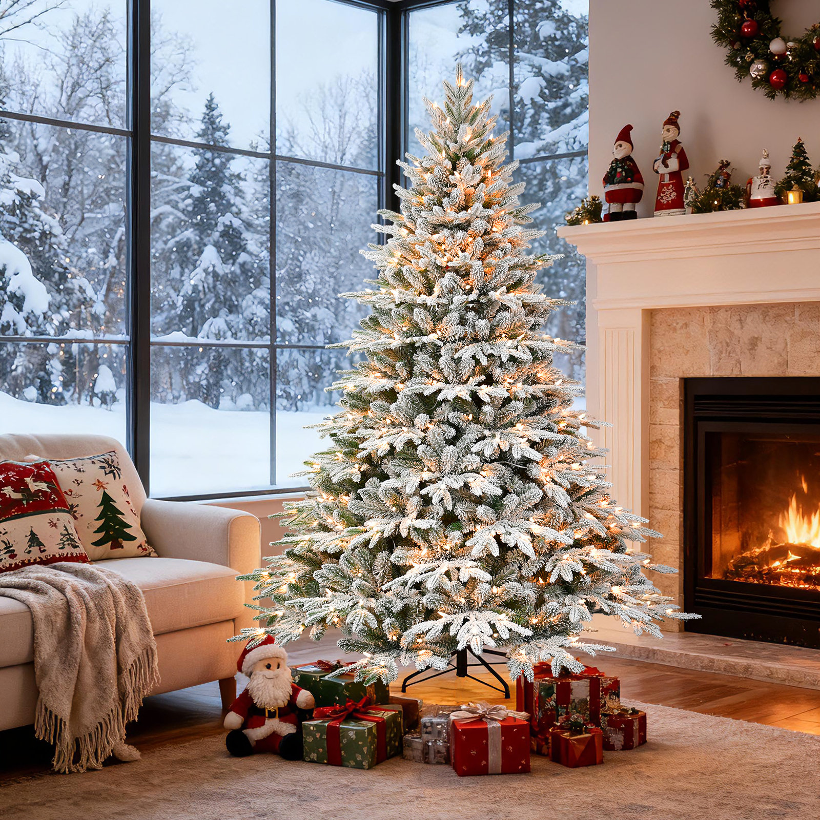 Blue Pre-Lit Spruce Christmas Tree, 6.5'