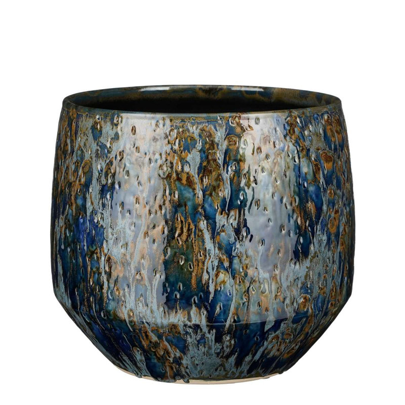 Eawood Ceramic Pot Planter, 26cm H x 29cm W x 29cm D, Blue