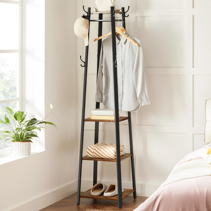 Baryram Freestanding 8 - Hook Coat Rack, Rustic Brown