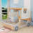 Wooden Car-Shaped Platform Bed with LED and Pillows-1575108263