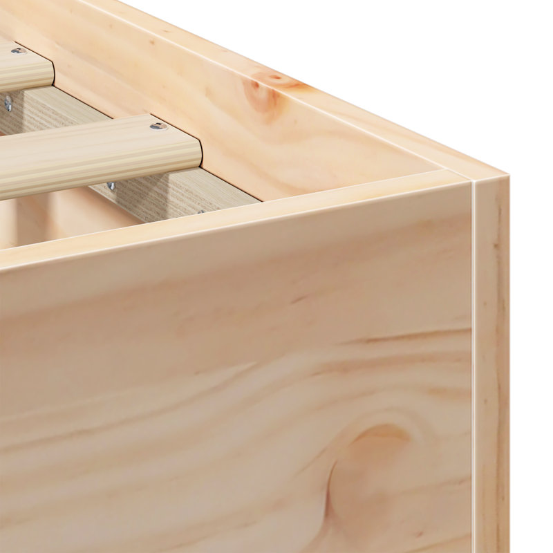 Floor Bed Frame With Storage Solid Pine Wood, Kingsize (5'), Natural