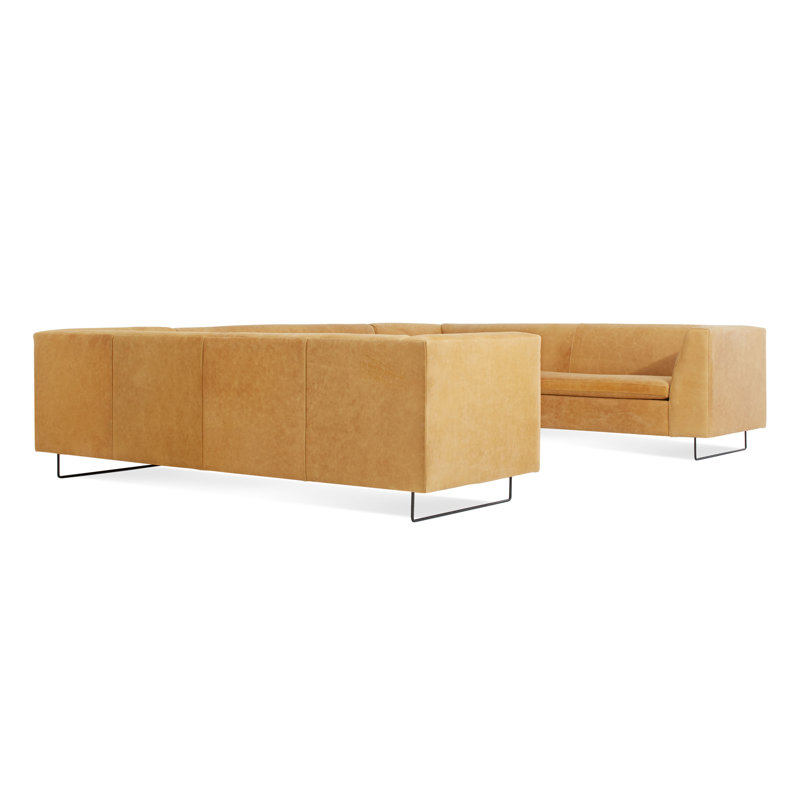 Bonnie And Clyde Sectional, Camel Genuine Leather