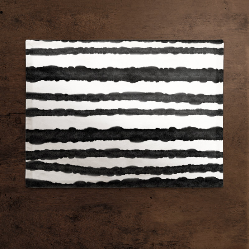 Chezney Polyester Striped Rectangle Placemat, Black