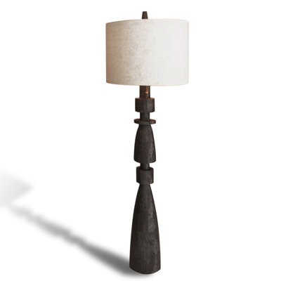 Blanc + lin noir + lampes sur pied de forme libre en bois massif