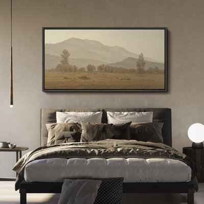 Rustic Countryside " Misty Mountain Landscape Tranquil Nature Scenery Modern Art Calm Warm Extra Large Pictures "
